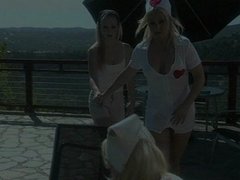 Two nurses saving a cock